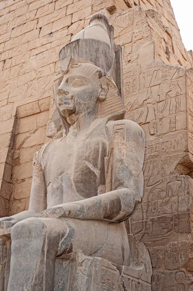 Große Statue Und Hieroglyphen Von Ramses Altägyptischen Luxor Tempel — Stockfoto