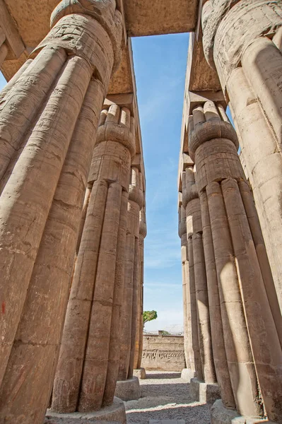 Иероглифическая Резьба Колоннах Древнем Египетском Храме Луксора — стоковое фото