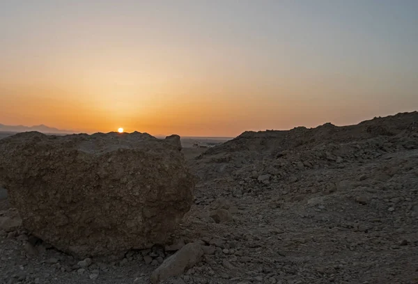 Panoramic View Remote African Rocky Desert Landscape Sunset — Stock Photo, Image