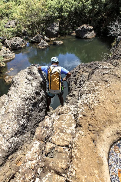 Canyoning Dans Rivière Île Mauritius — Photo