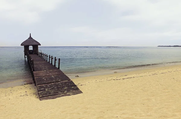 Pontón Madera Una Playa Hidráulica — Foto de Stock