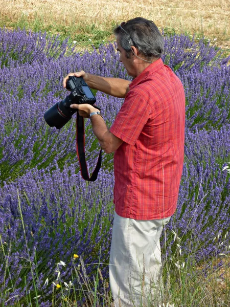 Fotografo Guardando Sua Macchina Fotografica — Foto Stock