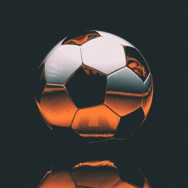 Koyu arka plan üzerinde gerçekçi futbol topu