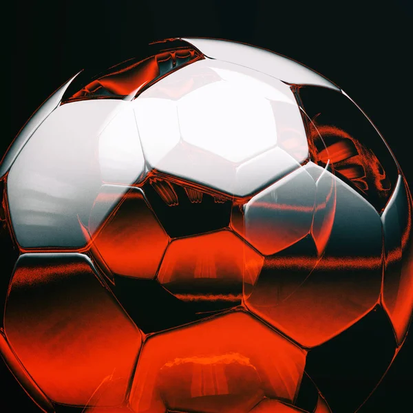 Bola de futebol realista em fundo escuro — Fotografia de Stock