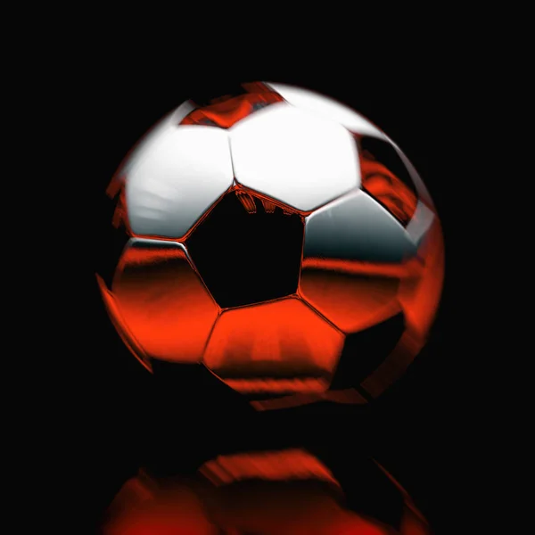 Pallone da calcio realistico su sfondo scuro — Foto Stock