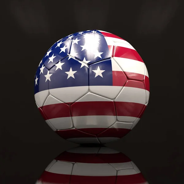 Ballon de football 3d avec illustration de drapeau américain — Photo