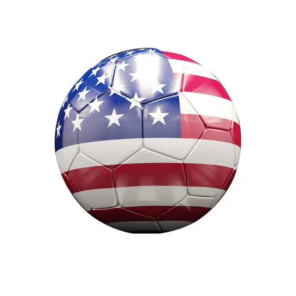 Третий футбольный мяч с иллюстрацией американского флага — стоковое фото