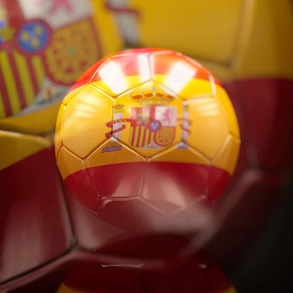 İspanya bayrağı çizim ile 3D futbol topu — Stok fotoğraf