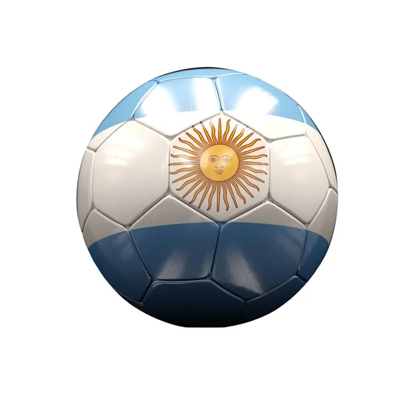 Bola de fútbol 3d con ilustración de la bandera de Argentina — Foto de Stock