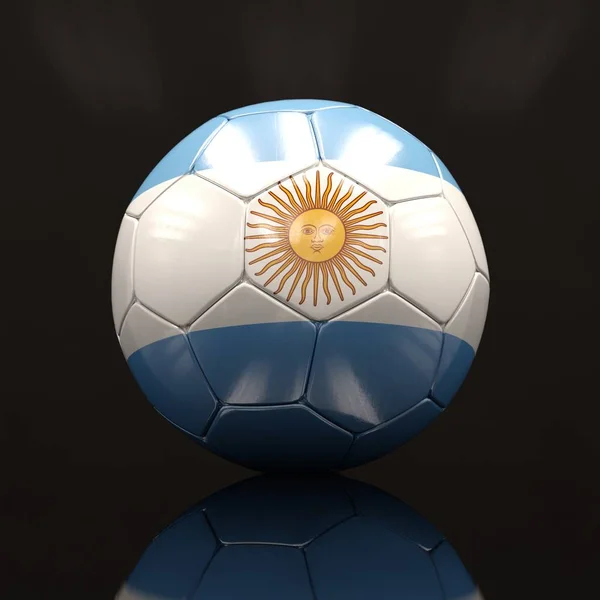Pallone da calcio 3d con l'illustrazione della bandiera argentina — Foto Stock
