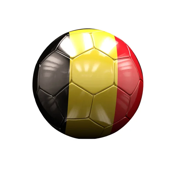 Balón de fútbol 3d con bandera de Bélgica Ilustración — Foto de Stock