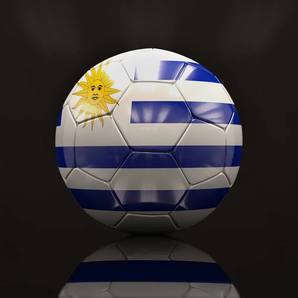 Pallone da calcio 3d con l'illustrazione della bandiera Uruguay — Foto Stock