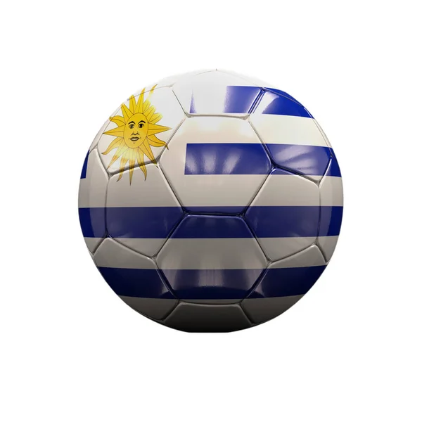 Pallone da calcio 3d con l'illustrazione della bandiera Uruguay — Foto Stock