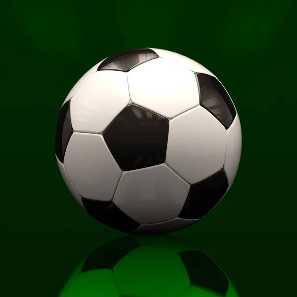 Realistisk fotboll på mörk bakgrund — Stockfoto