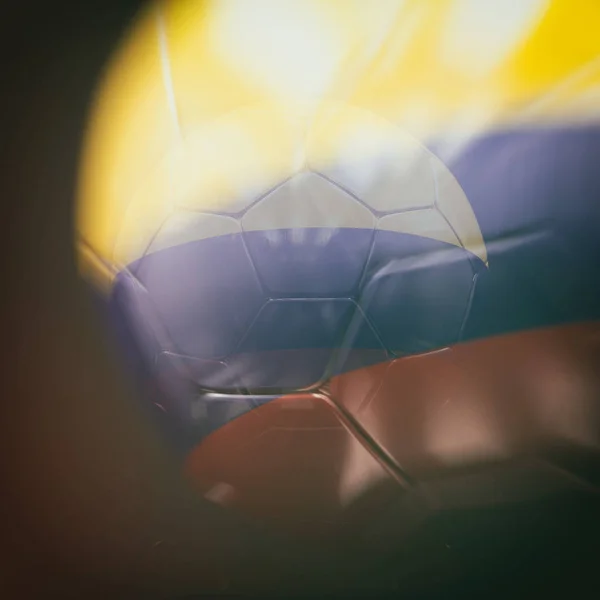 3D μπάλα ποδοσφαίρου με εικονογράφηση σημαία της Κολομβίας — Φωτογραφία Αρχείου