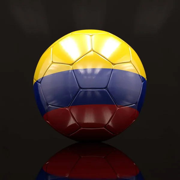 3D μπάλα ποδοσφαίρου με εικονογράφηση σημαία της Κολομβίας — Φωτογραφία Αρχείου