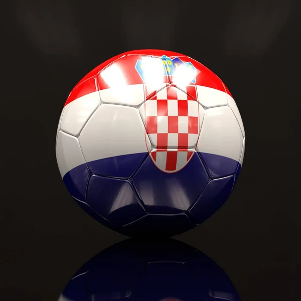 Hırvatistan bayrağı çizim ile 3D futbol topu — Stok fotoğraf