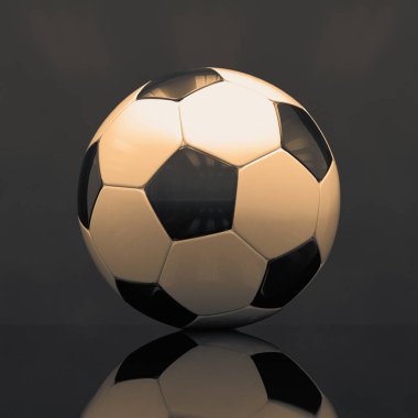 Koyu arka plan üzerinde gerçekçi futbol topu