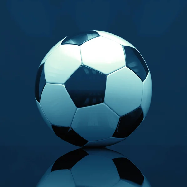 Pallone da calcio realistico su sfondo scuro — Foto Stock