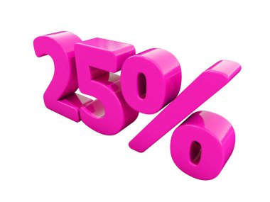 Yüzde 25'i pembe işareti