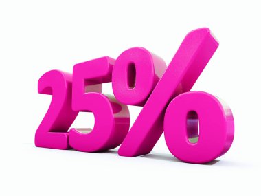 Yüzde 25'i pembe işareti
