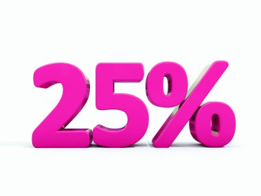 Yüzde 25'i pembe işareti