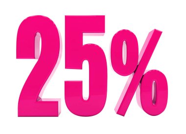 Yüzde 25'i pembe işareti