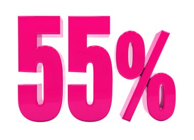 Yüzde 55'i pembe işareti