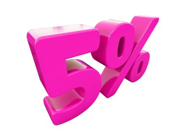 Yüzde 5'i pembe işareti