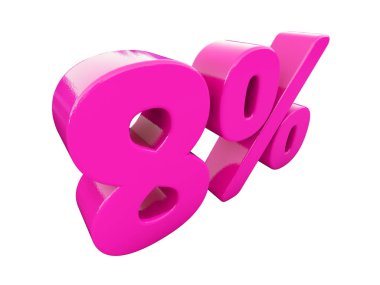Yüzde 8 pembe işareti