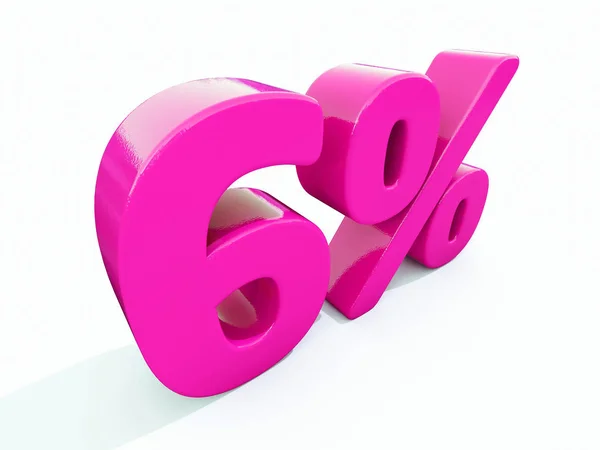 6 per cento rosa segno — Foto Stock