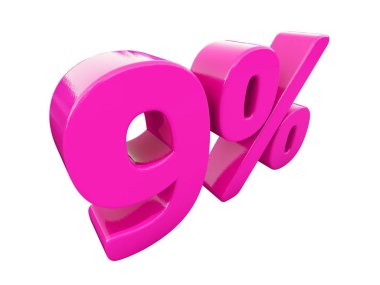 Yüzde 9 pembe işareti