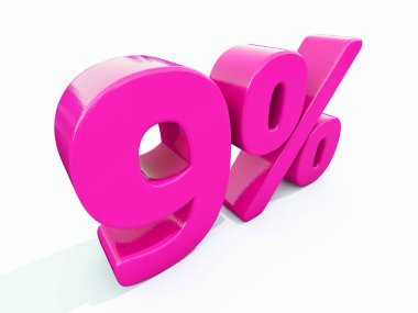 Yüzde 9 pembe işareti