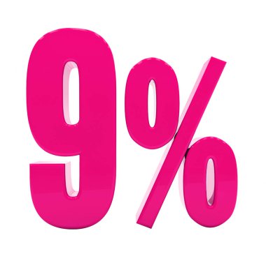 Yüzde 9 pembe işareti