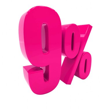 Yüzde 9 pembe işareti
