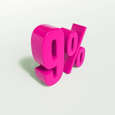 Yüzde 9 pembe işareti