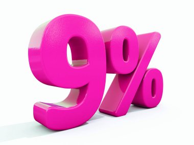 Yüzde 9 pembe işareti