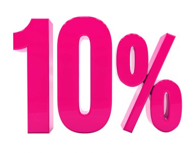 Yüzde 10 pembe işareti
