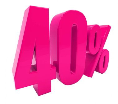 Yüzde 40 pembe işareti