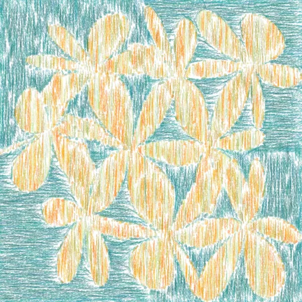 Дитячий стиль малювання Квіти крупним планом — стокове фото