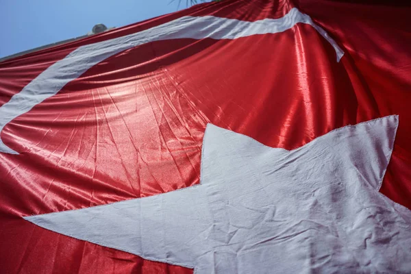 Close up Waving Turkey Flag of Silk