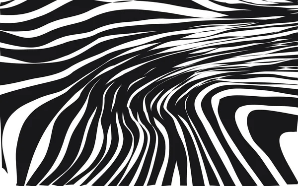 Abstrakte verzerrte schwarze und weiße Linien Hintergrund — Stockvektor