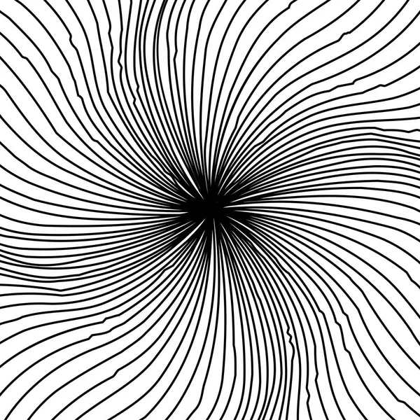 Abstracte kromgetrokken zwart-wit lijnen achtergrond — Stockvector
