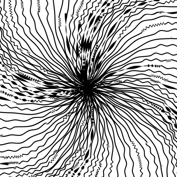 Abstracte kromgetrokken zwart-wit lijnen achtergrond — Stockvector