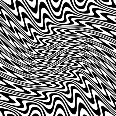 Soyut çarpık siyah ve beyaz çizgiler arka plan