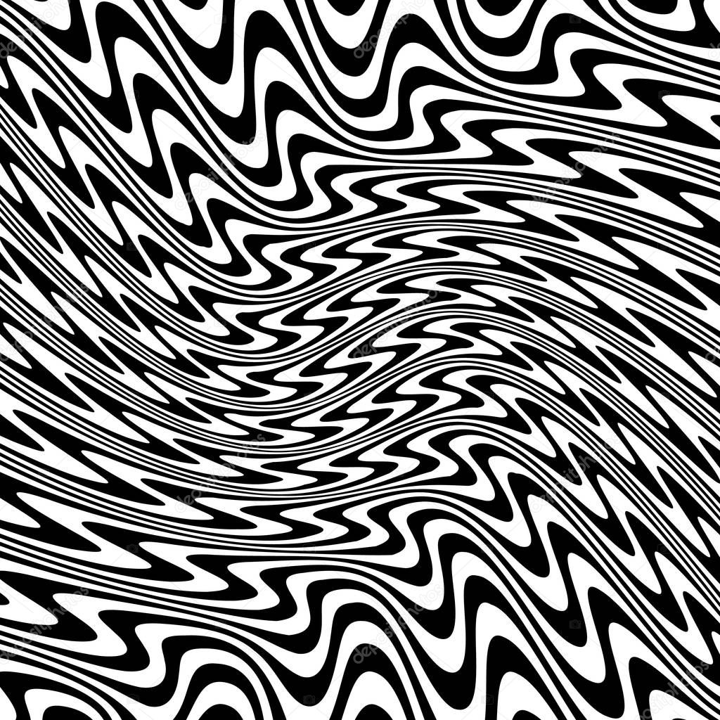 Abstract Warped Black and White Lines Background