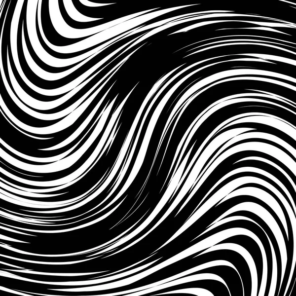 Abstract Warped Black and White Lines Background — Stock Vector