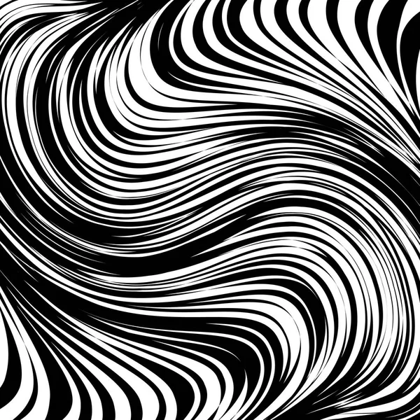 Abstract Warped Black and White Lines Background — Stock Vector