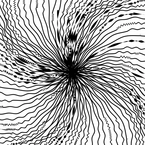 Abstracte kromgetrokken zwart-wit lijnen achtergrond — Stockvector