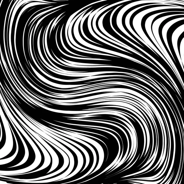 Abstract Warped Black and White Lines Background — Stock Vector